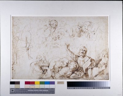 Son Akşam Yemeği için beş grup figür (Mesih ihanetini duyuruyor) c.1601-04 (kağıt üzerinde yıkanmış kalem ve mürekkep) by Peter Paul Rubens