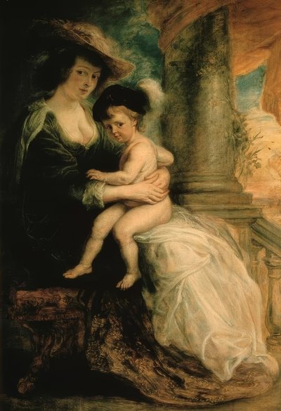 Helene Fourment ilk doğan oğlu Frans ile by Peter Paul Rubens