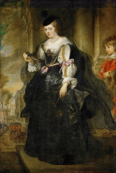 Helene Fourment at arabası ile (ahşap üzerine resim) by Peter Paul Rubens