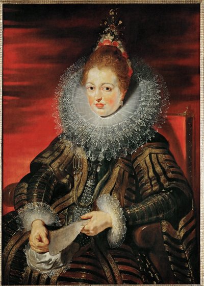 Infanta Isabella Clara Eugenia, c.1613-15 (ahşap üzerine yağlıboya) by Peter Paul Rubens