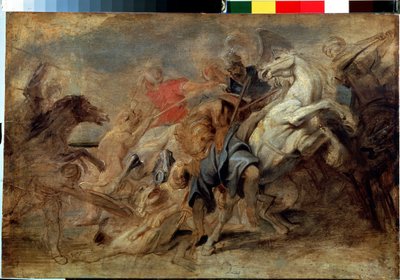 Aslan avı. Peter Paul (Pierre-Paul) Rubens (veya Peter Paul veya Petrus Paulus) (1577-1640) tarafından yapılan resim. Ahşap üzerine yağlı boya, Dim: 43 x 64 cm, 1621 civarı. Flaman sanatı, Barok stili. Ermitaj Müzesi, Saint Petersburg. by Peter Paul Rubens