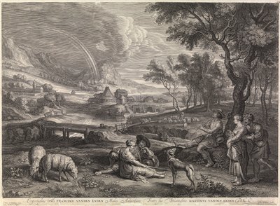 Gökkuşağı ve Çobanlı Manzara (gravür) by Peter Paul Rubens