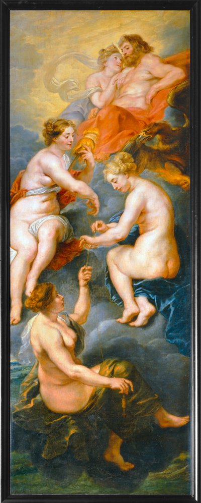Les Parques filant le destin de la reine Marie de Medicis (tuval üzerine tablo) by Peter Paul Rubens
