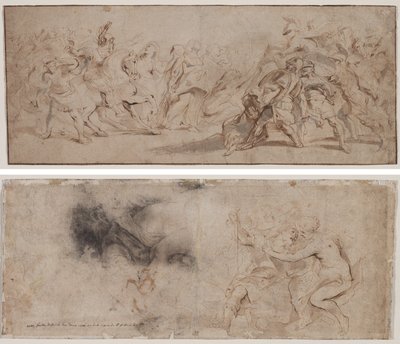 Romalılar ve Sabinlerin Uzlaşması (recto) Venüs Mars'ı Silahsızlandırıyor, Perde Çalışması (verso) by Peter Paul Rubens