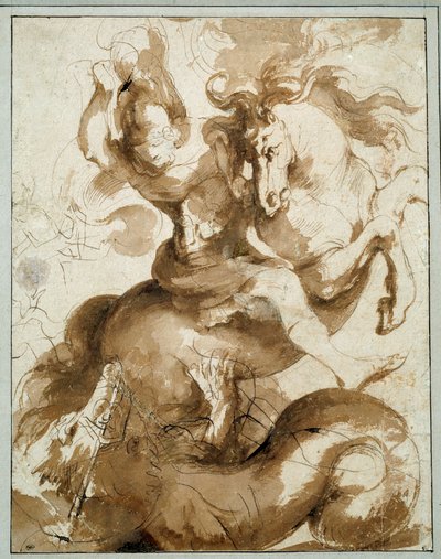 Aziz George ejderhayı öldürür. Pierre Paul (Pierre-Paul) Rubens (veya Peter Paul veya Petrus Paulus) (1577-1640) Ec. Alev. by Peter Paul Rubens