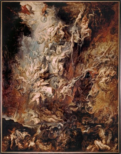 Lanetlilerin Düşüşü (meşe ağacı üzerine resim) by Peter Paul Rubens