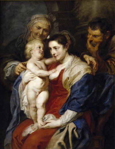 Aziz Anne ile Kutsal Aile - Rubens, Pieter Paul (1577-1640) - 1626-1630 - Tuval üzerine yağlı boya - 116x91 - Prado Müzesi, Madrid by Peter Paul Rubens