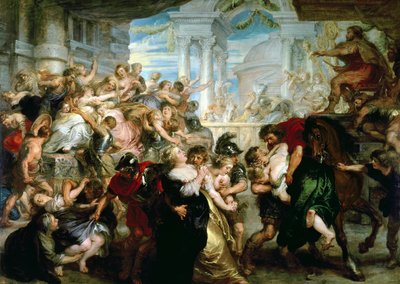 Sabine Kadınlarına Tecavüz, c.1635-40 (panel üzerine yağlıboya) by Peter Paul Rubens
