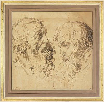 Sağda ve solda profilde iki sakallı kafa by Peter Paul Rubens