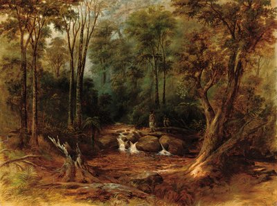 Maoriler bir orman deresini geçerken, 1887 by Peter Power