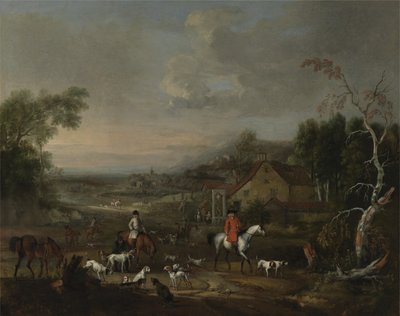 Muhterem Jemmet Browne, tazıların buluşmasında, c.1730 (tuval üzerine yağlı boya) by Peter Tillemans