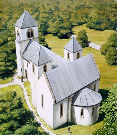 Kuzey Elmham Şapeli, c1100, c1990-2010 by Peter Urmston