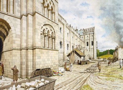 St Augustine Manastırı inşaat sırasında, c11th yüzyıl, c1990-2010 by Peter Urmston