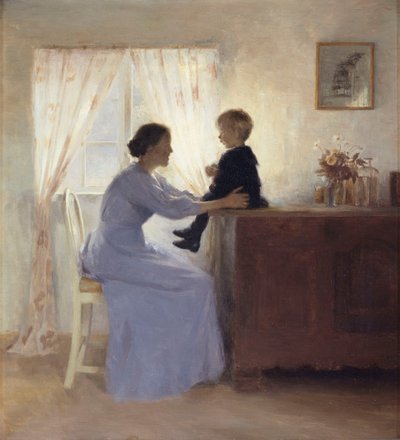 İç Mekanda Anne ve Çocuk by Peter Vilhelm Ilsted