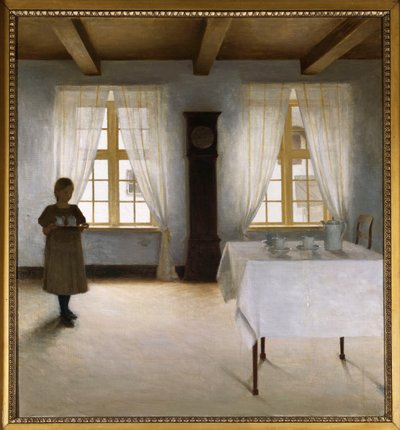 Çay servisi yapan genç bir kızın olduğu bir iç mekan by Peter Vilhelm Ilsted