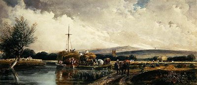 Dorking yakınlarında bir köy (kağıt üzerine suluboya) by Peter de Wint