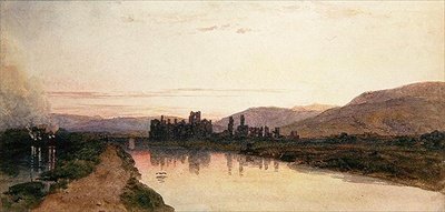 Neath Abbey, Glamorganshire, Akşam (kağıt üzerine suluboya) by Peter de Wint