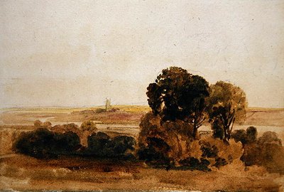 Trent Nehri üzerinde (kağıt üzerine suluboya) by Peter de Wint