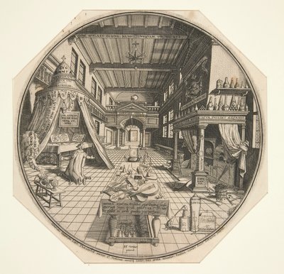 Heinrich Khunrath, Leipzig Simyacısı, Kütüphanesinde by Peter van der Doort