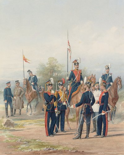 Majestelerinin Cankurtaran Mızraklı Alaylarından Bir Grup Subay ve Asker, 1873 by Petr Balashov