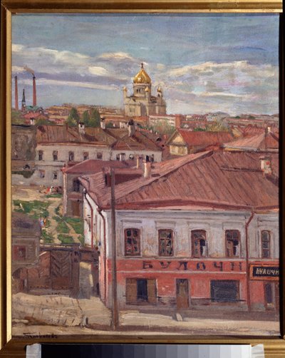 Moskova'nın görünümü. Pyotr Ivanovich Petrovichev (Piotr Petrovichev) (1874-1947), tuval üzerine yağlıboya, yaklaşık 1900. Rus sanatı, 20. yüzyıl. Devlet Sanat Müzesi Karelya, Petrozavodsk (Rusya). by Petr Ivanovic Petrovichev