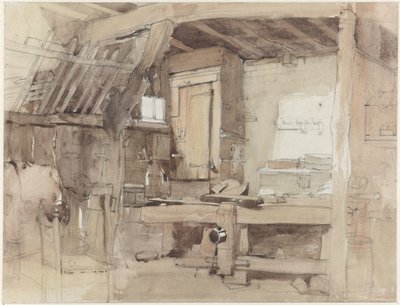 Oosterbeek'teki Klingelbeek evinin marangoz atölyesinin köşesi by Petrus Franciscus Greive