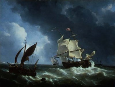 Hollanda Fırkateyni Fırtınada Demirlemeye Yaklaşıyor (panelde yağ) by Petrus Johann Schotel