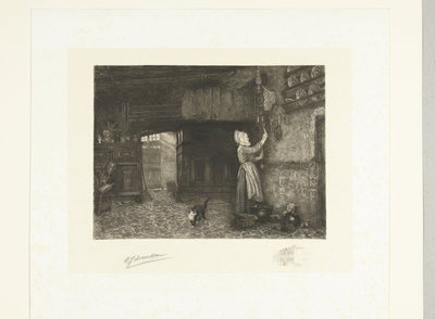 Duvar saatini kuran kadın by Petrus Johannes Arendzen