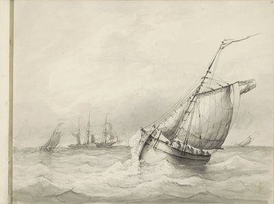 Denizde yelkenli gemiler by Petrus Johannes Schotel (circle of)