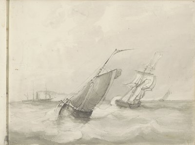 Denizde yelkenli gemiler by Petrus Johannes Schotel (circle of)