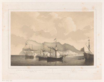 Cebelitarık'ın Fethi Anglo-Hollanda Filosu tarafından Cebelitarık'ın fethi 3 Ağustos 1704 / La Prize de Cebelitarık par un flotte Anglo-Neerlandaise (nesne üzerindeki başlık) by Petrus Johannes Schotel