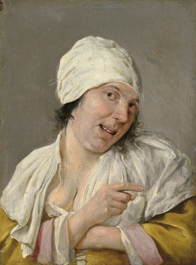 Görme: İşaret eden genç bir kadın. Beş Duyunun Kişileştirmeleri serisinden, c.1635-66 (tahta üzerine yağlı boya) by Petrus Staverenus