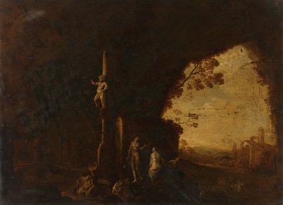 Antik Kalıntılar Olan Bir Mağaradaki Periler by Petrus van Hattich