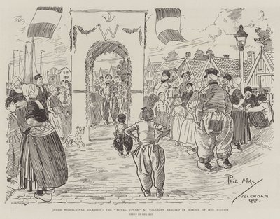 Kraliçe Wilhelmina'nın Katılımı, Volendam'daki Eyfel Kulesi Majestelerinin Onuruna dikildi by Phil May