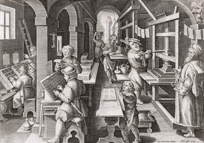 1590 dolaylarında bir Avrupa matbaası (gravür) by Philip (after) Galle