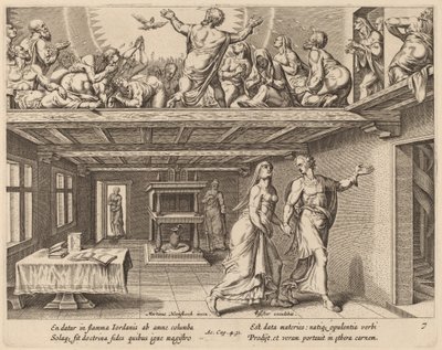 Ve Hepsi Kutsal Ruh ile Doluydu by Philip Galle after Maerten van Heemskerck