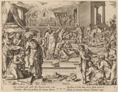 Birçoğu Vaftiz Edildi by Philip Galle after Maerten van Heemskerck