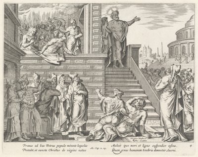 Aziz Petrus İnsanlara Mesih Hakkında Konuşuyor by Philip Galle after Maerten van Heemskerck