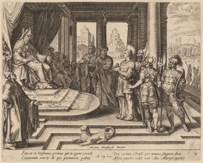 Konsey önünde Aziz Stephen by Philip Galle after Maerten van Heemskerck
