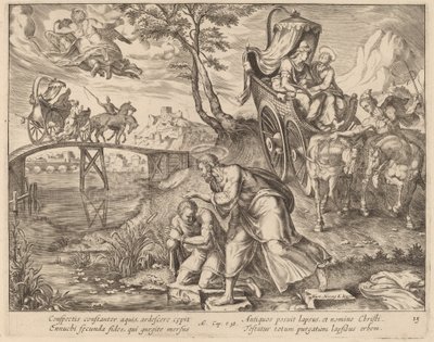 Hadım Vaftizi tarafından Aziz Philip by Philip Galle after Maerten van Heemskerck