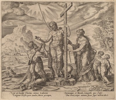 Çalışkan İşçi Ölümden Sonra Mesih ile Birleşti by Philip Galle after Maerten van Heemskerck