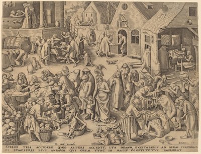Hayırseverlik [rekto] by Philip Galle after Pieter Bruegel the Elder
