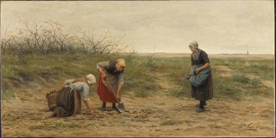 Hasat edilmiş bir patates tarlasını okuyan Scheveningen kadınları by Philip Sadée