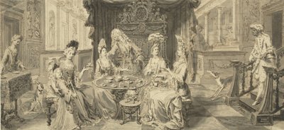Elegant Society at Round Table, 1700 by Philip Tidemann