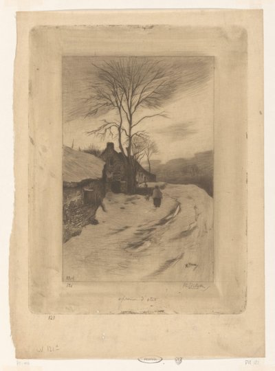 Çıplak ağaçları olan bir yol boyunca çiftlikler Hiver (orijinal başlık) by Philip Zilcken (signed by artist)