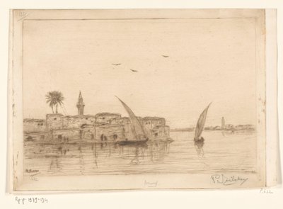 Yelkenli teknelerle Nil manzarası Au bord du Nil (orijinal başlık) by Philip Zilcken (signed by artist)