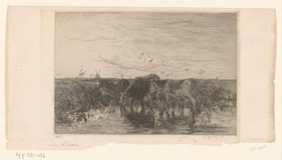 Çayırda su kenarındaki inekler Vaches au bord de l'eau (orijinal başlık) by Philip Zilcken (signed by artist)