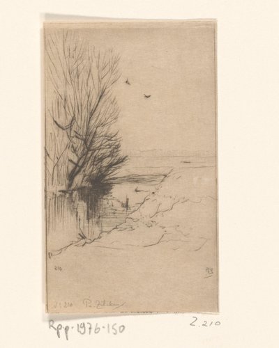 Dere ve ağaçlar ile manzara Croquis de paysage (orijinal başlık) by Philip Zilcken (signed by artist)