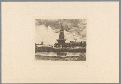 Kanal ve değirmenler Le Moulin (orijinal adı) Jacob Maris ile manzara. On İki Manzara (dizi başlığı) by Philip Zilcken (signed by artist)