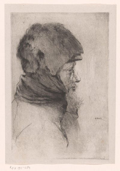Profilde yaşlı bir adamın başı Old Mendiant (orijinal başlık) by Philip Zilcken